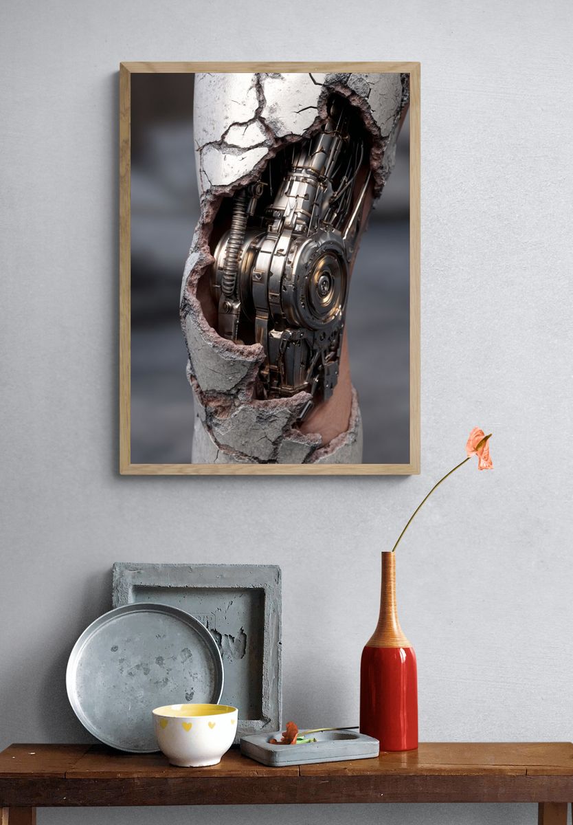 Cyborg Arm Surrealism Poster. — room view 3