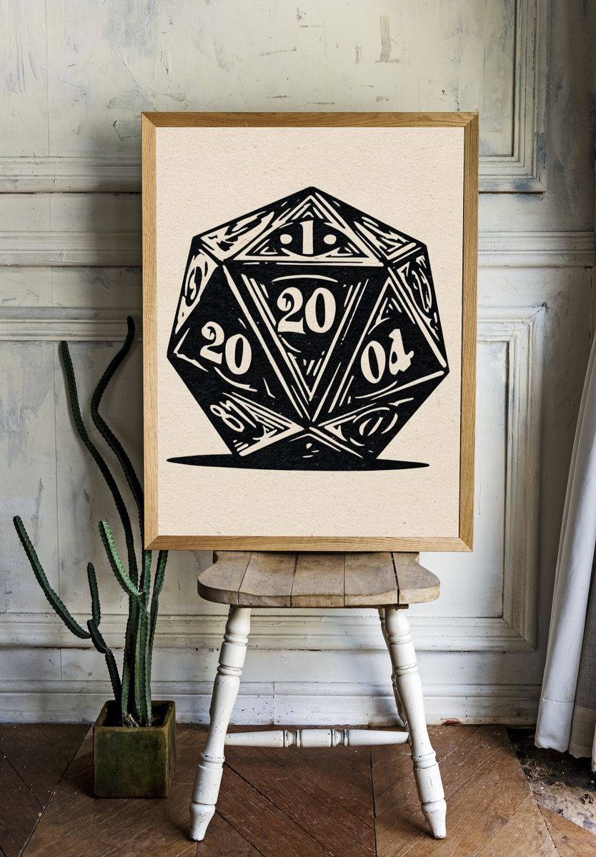 D20 Dice Illustration Poster. — room view 1