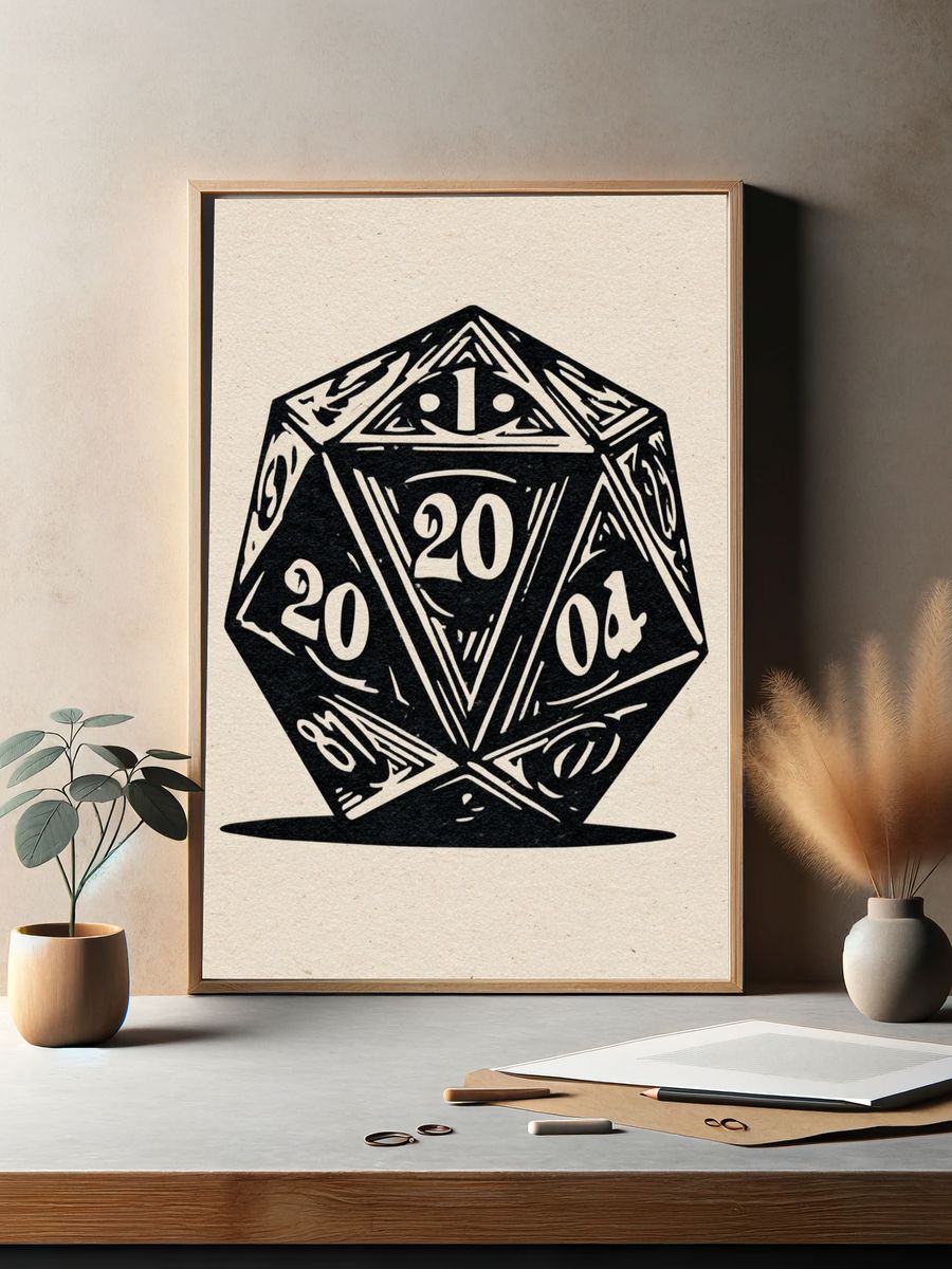 D20 Dice Illustration Poster. — room view 2