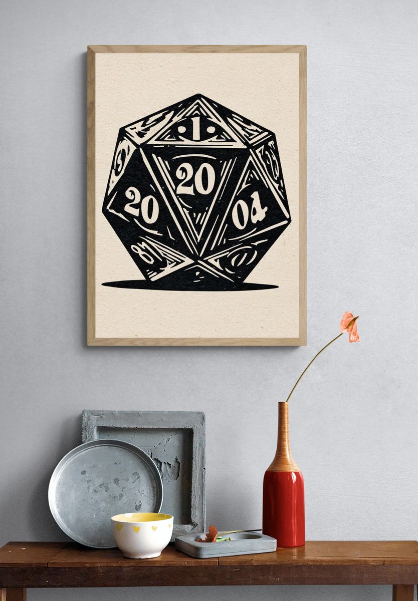 D20 Dice Illustration Poster. — room view 3