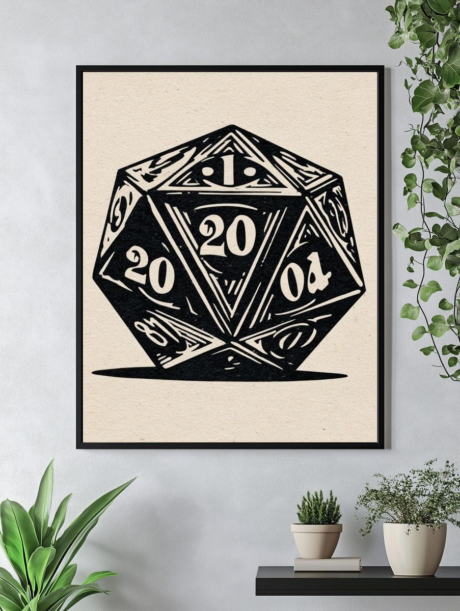 D20 Dice Illustration Poster. — room view 4