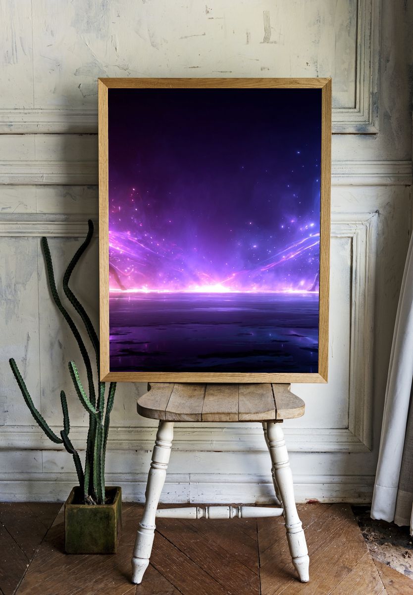Epic Battle in Cosmic Space — Digital Art Print. — room view 1