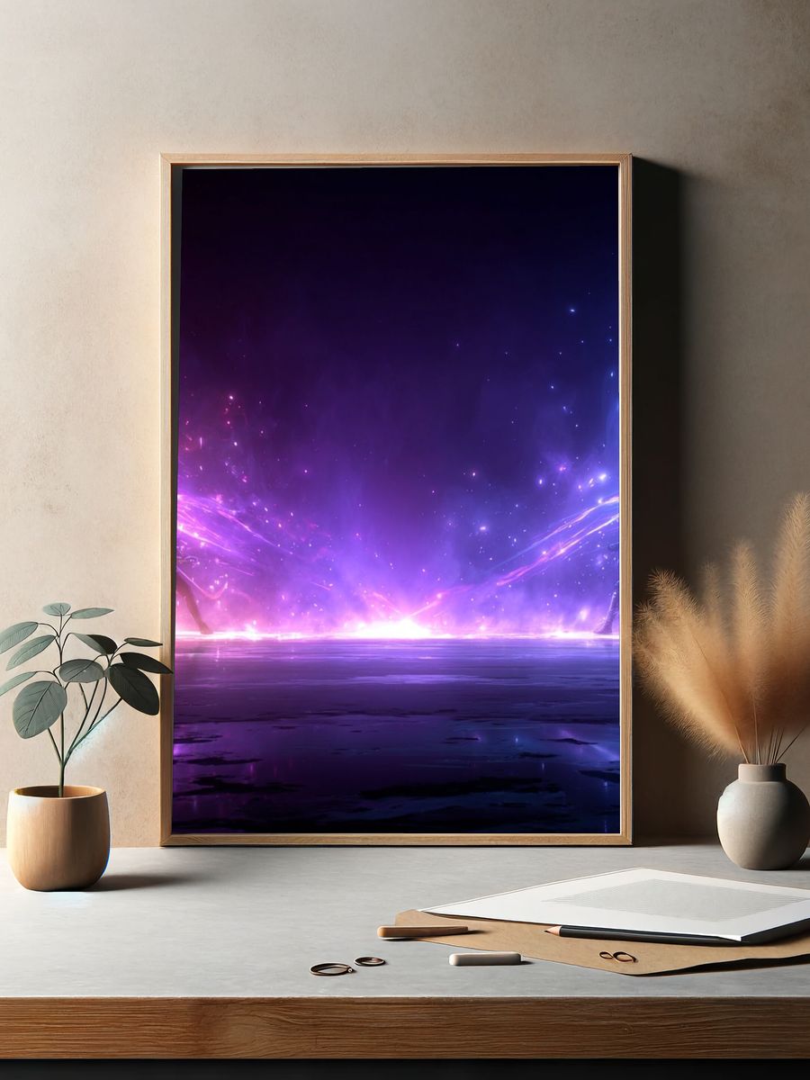 Epic Battle in Cosmic Space — Digital Art Print. — room view 2