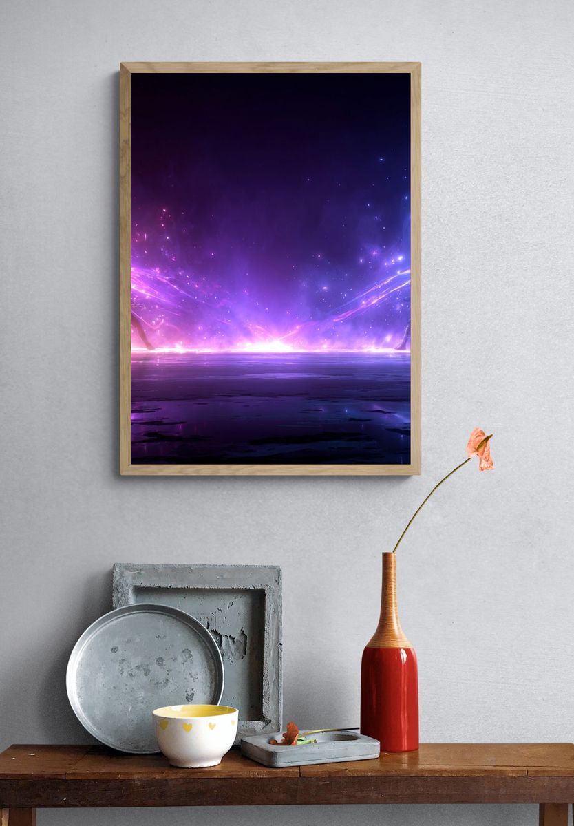Epic Battle in Cosmic Space — Digital Art Print. — room view 3