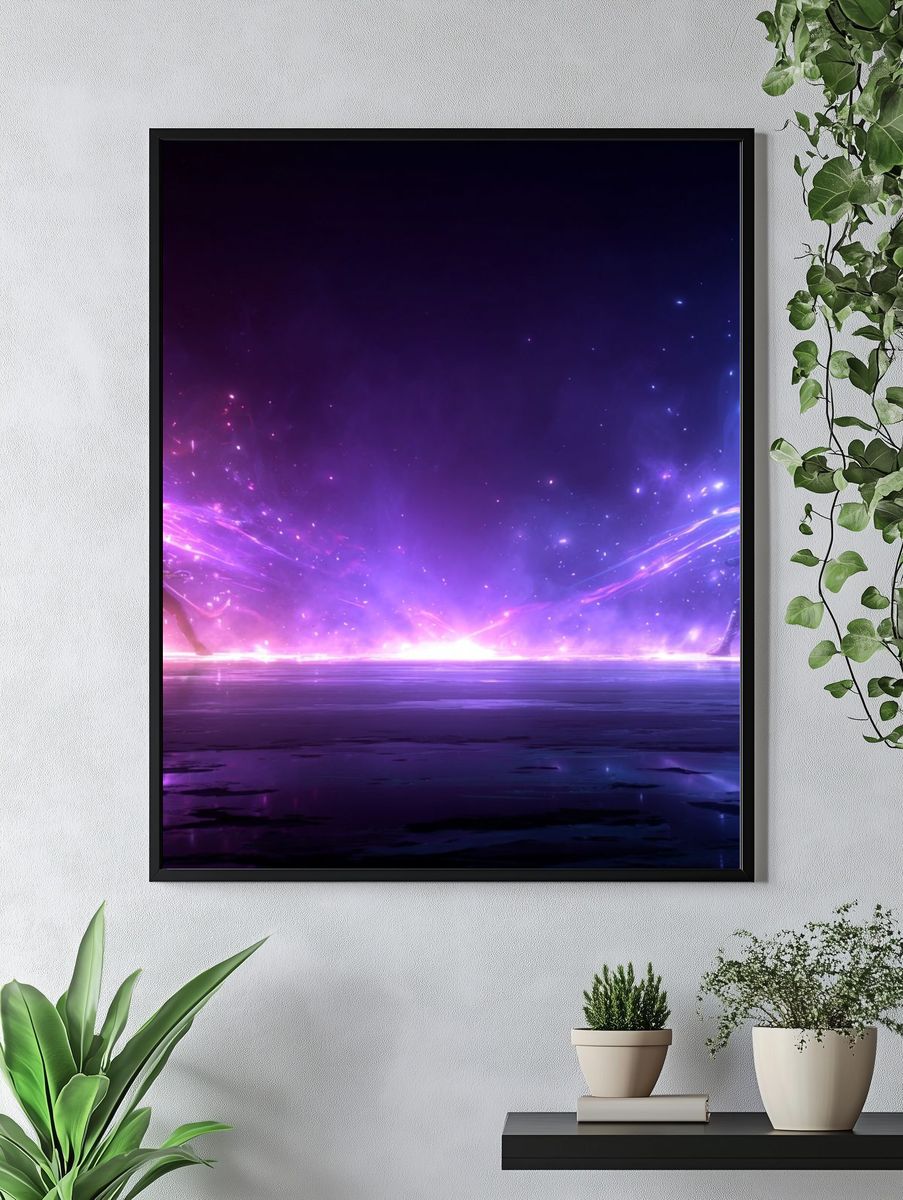 Epic Battle in Cosmic Space — Digital Art Print. — room view 4