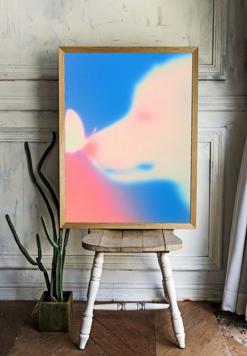 Dog and Butterfly — Abstract Print. — room view 1