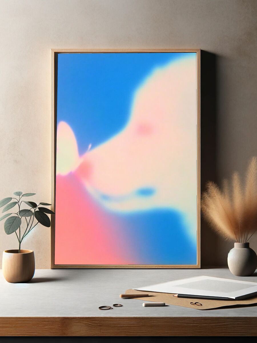 Dog and Butterfly — Abstract Print. — room view 2