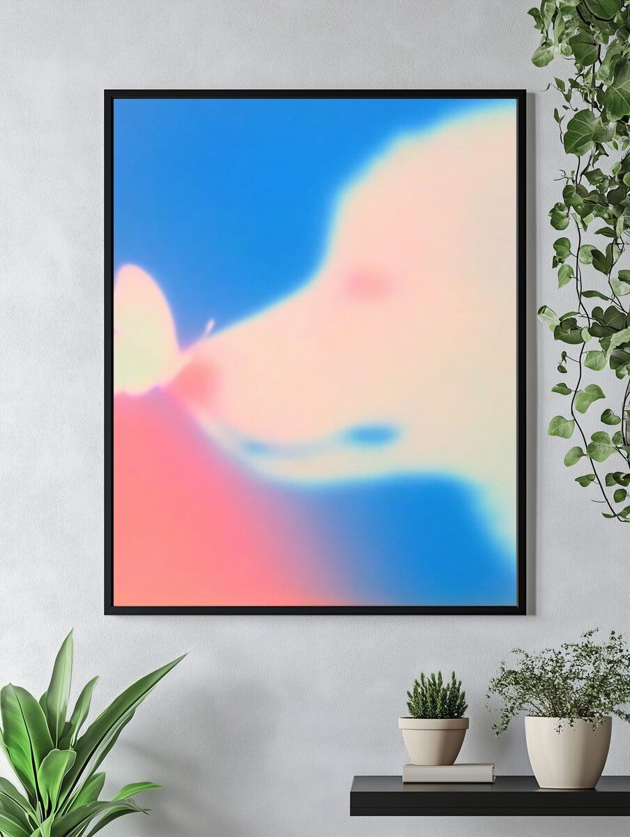 Dog and Butterfly — Abstract Print. — room view 4