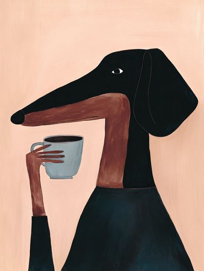 Dachshund with Coffee — Illustration Print