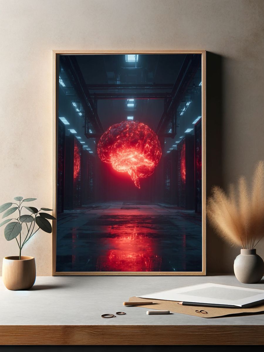 Neon Brain — Digital Art Print. — room view 2