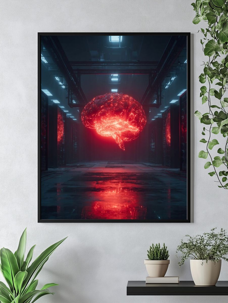 Neon Brain — Digital Art Print. — room view 4