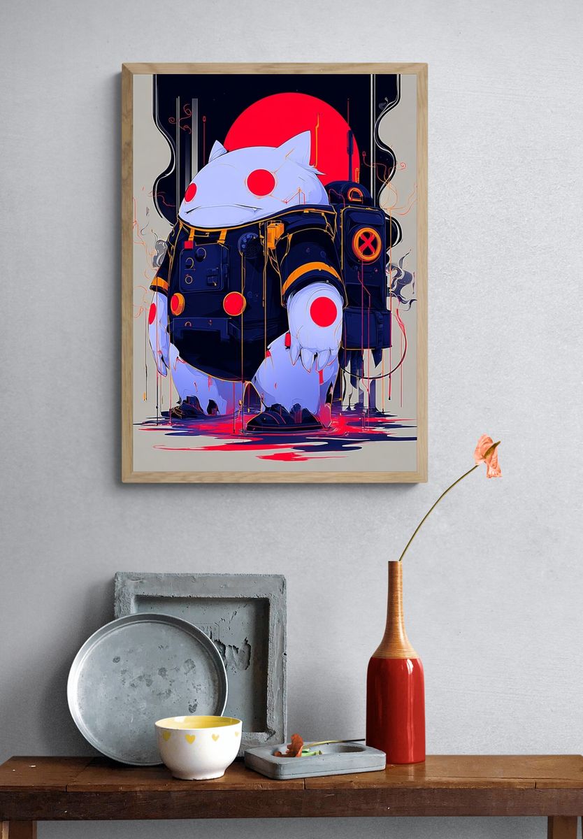 Futuristic Cat Astronaut — Digital Art Print. — room view 3