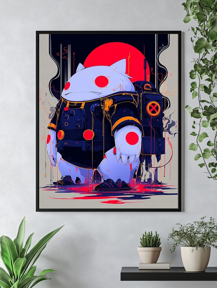 Futuristic Cat Astronaut — Digital Art Print. — room view 4
