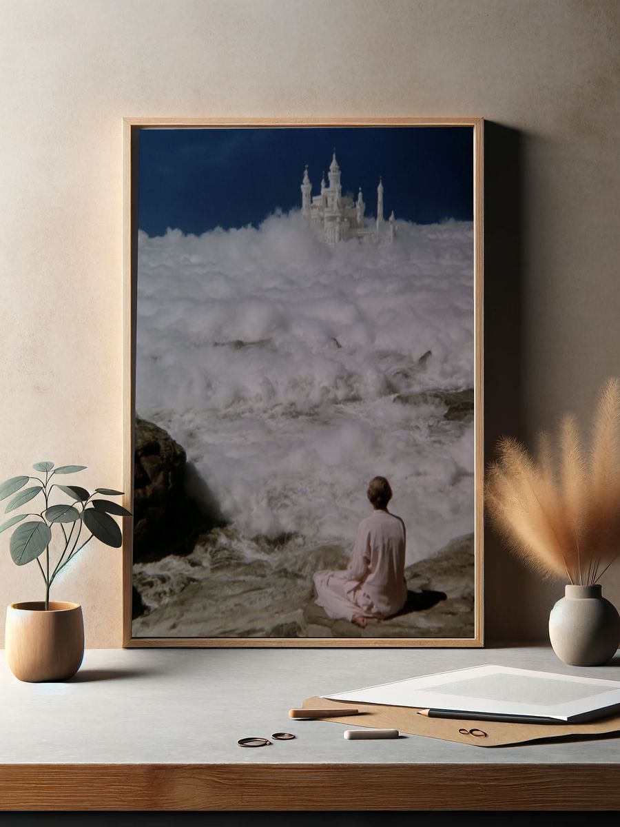 Dreamy Castle in the Clouds — Surrealism Print. — room view 2