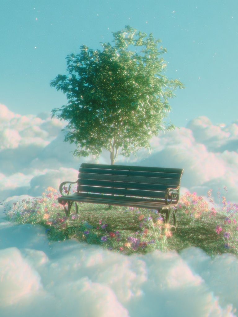 Dreamy Cloud Bench — Fine Art Print. poster — fine-art art