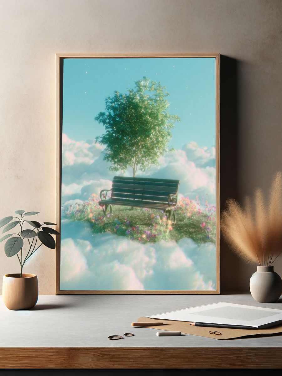 Dreamy Cloud Bench — Fine Art Print. — room view 2