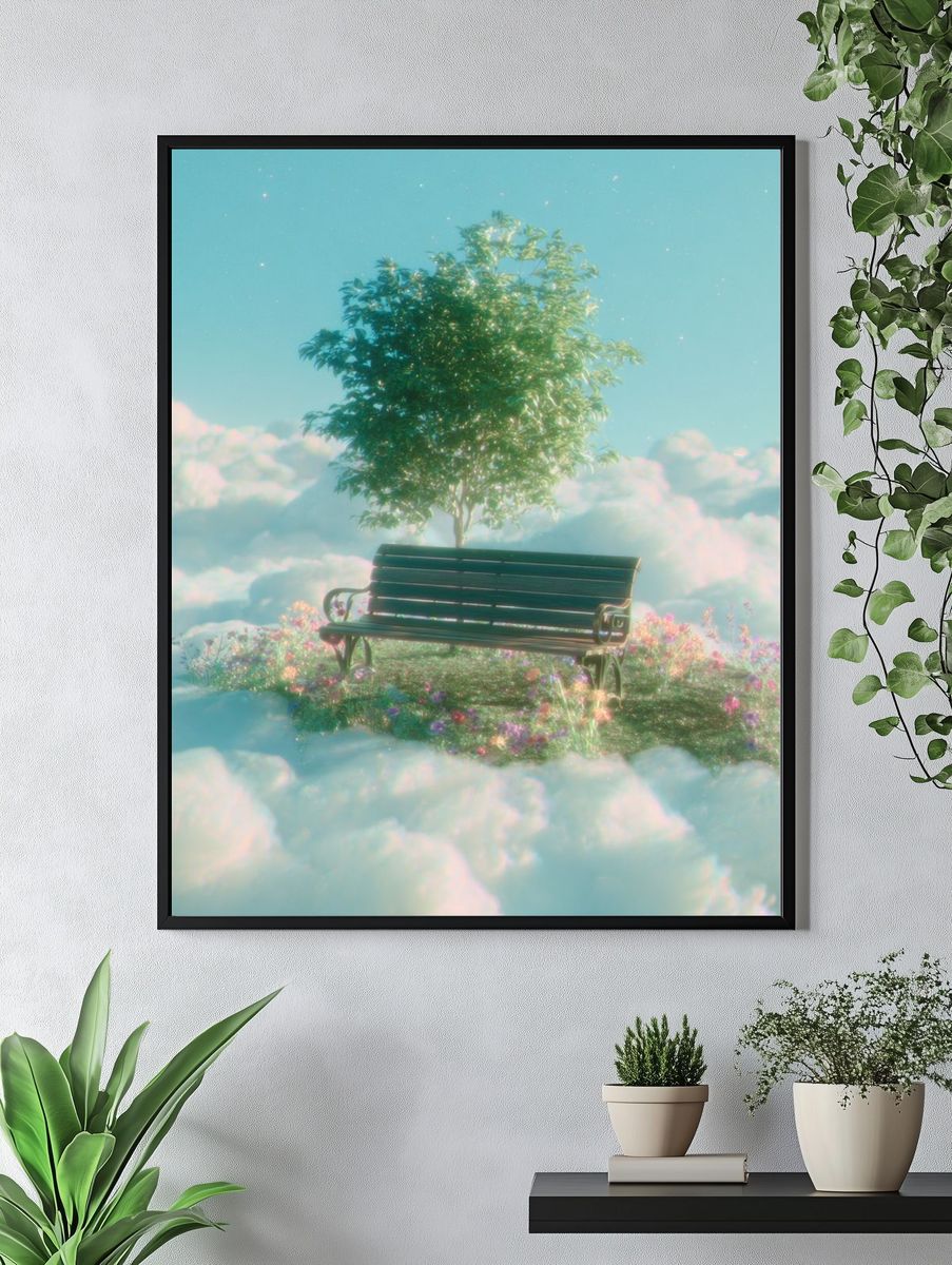 Dreamy Cloud Bench — Fine Art Print. — room view 4
