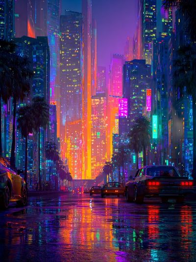 Neon Cityscape — Digital Art Print. poster print