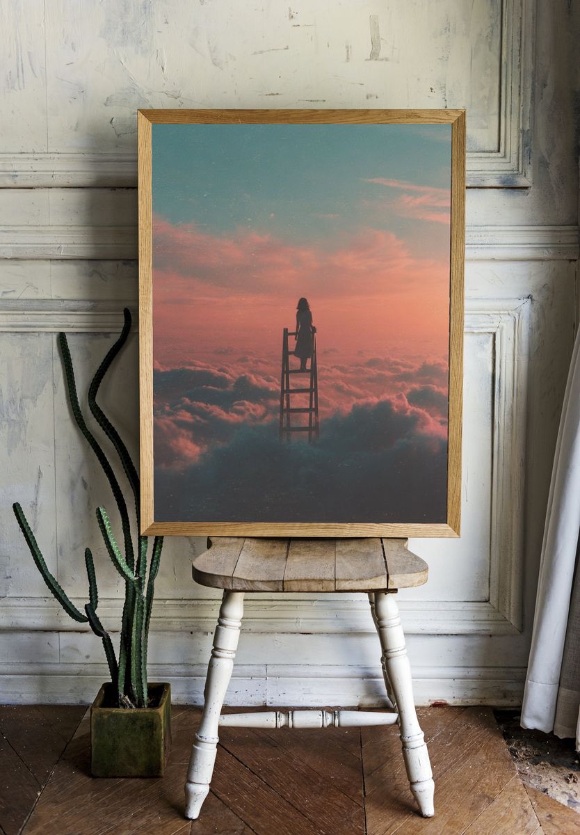 Dreamy Clouds — Surrealism Print. — room view 1