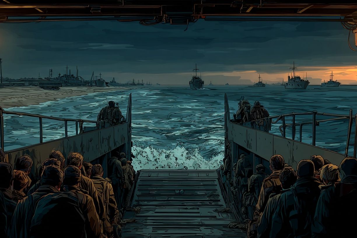 D-Day Landing at Dawn Poster. poster — illustration art
