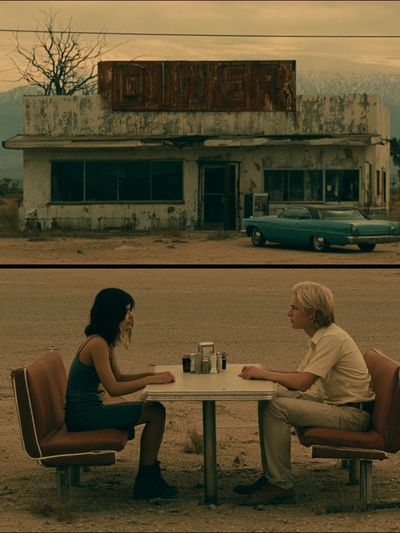 Desert Diner Scene Photography Poster. poster