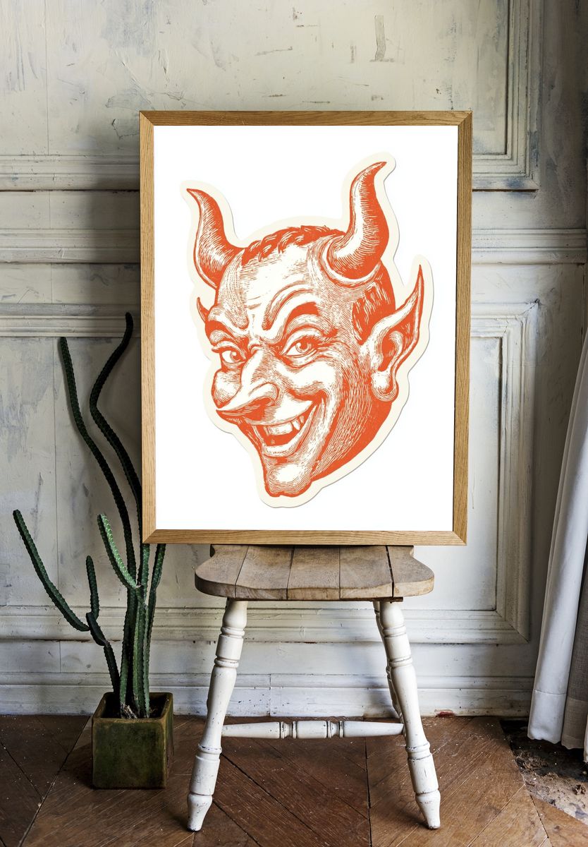 Vintage Devil Illustration Poster. — room view 1