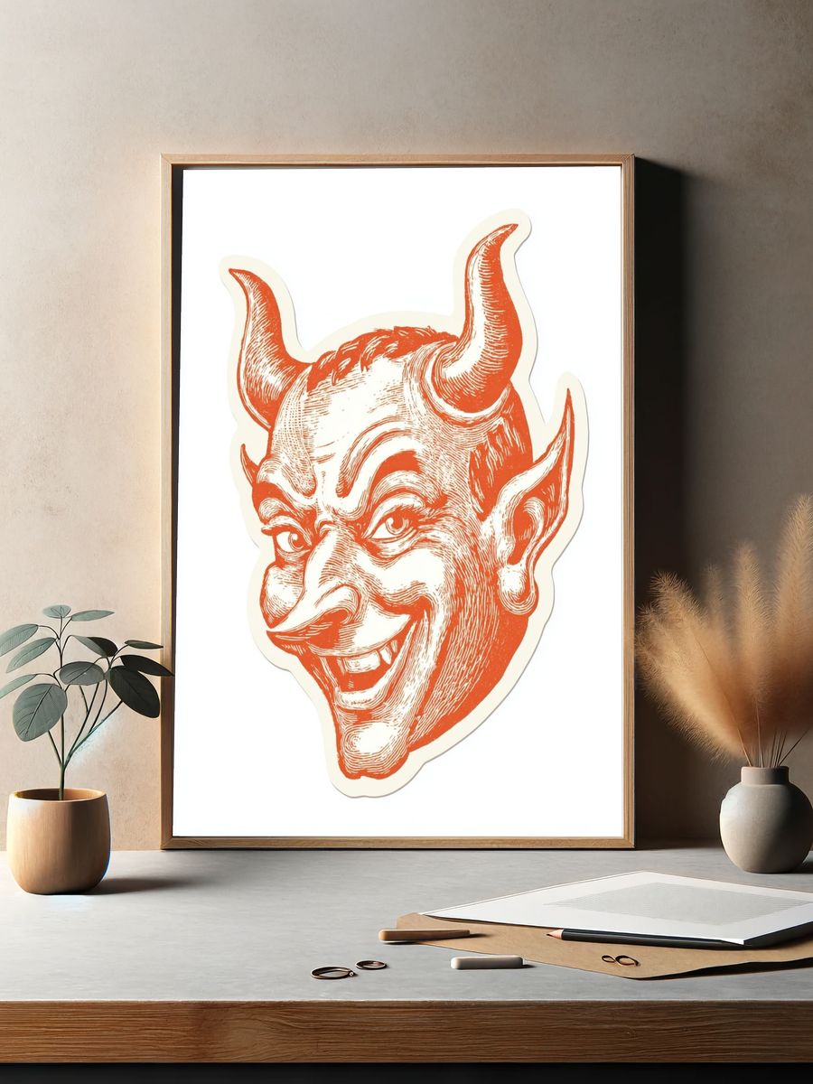 Vintage Devil Illustration Poster. — room view 2