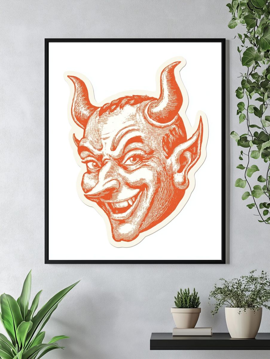 Vintage Devil Illustration Poster. — room view 4