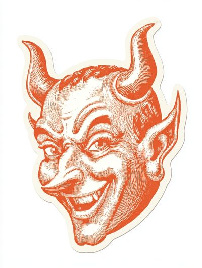 Vintage Devil Illustration Poster. poster print