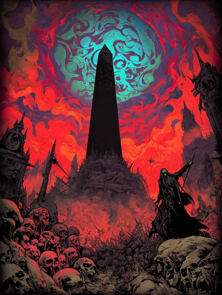 Dark Fantasy Obelisk Illustration Poster. poster — illustration art