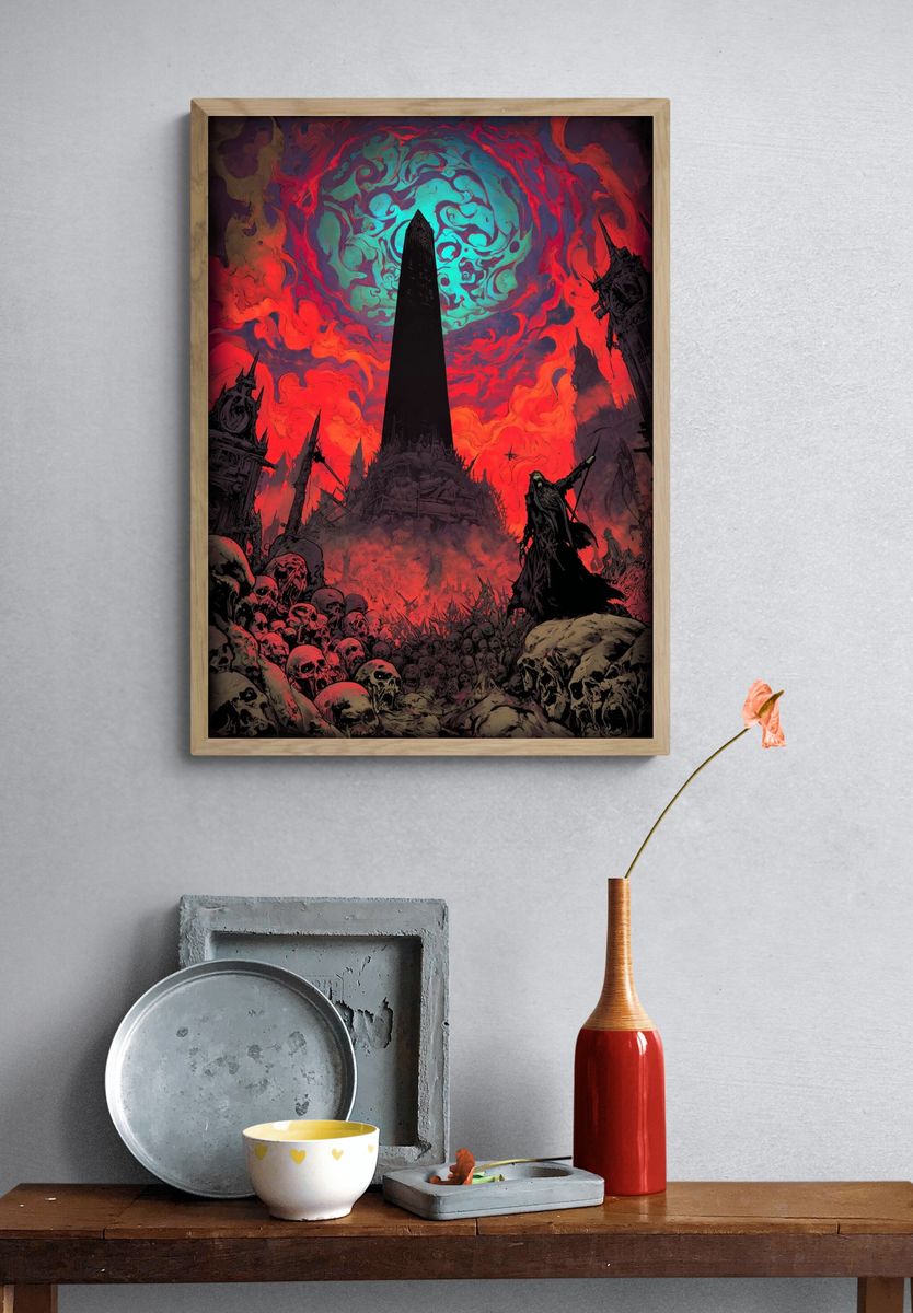 Dark Fantasy Obelisk Illustration Poster. — room view 3