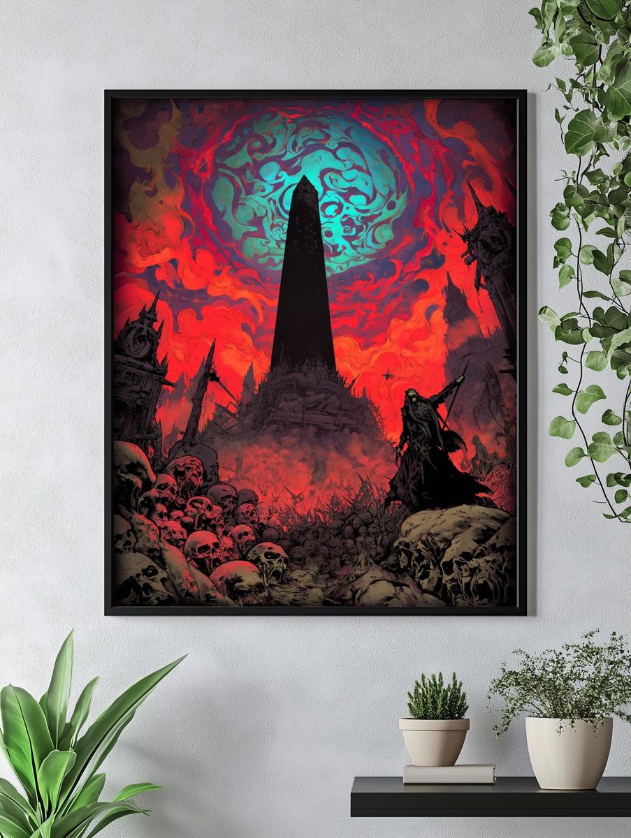 Dark Fantasy Obelisk Illustration Poster. — room view 4