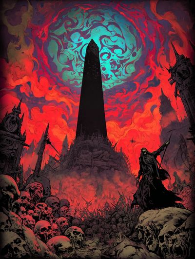 Dark Fantasy Obelisk Illustration Poster. poster