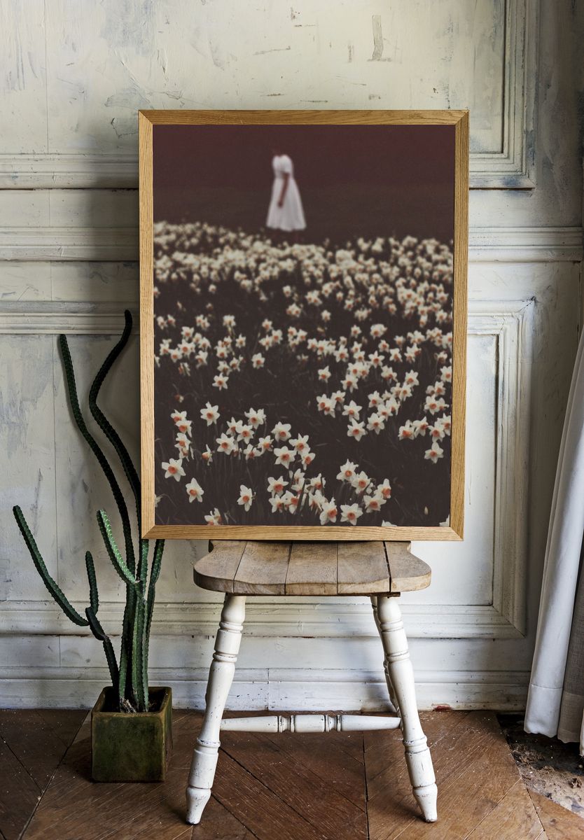 Daffodil Field with Figure — Photography Print. — room view 1