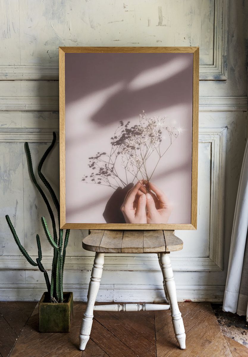 Delicate Flower Shadows — Photography Print. — room view 1