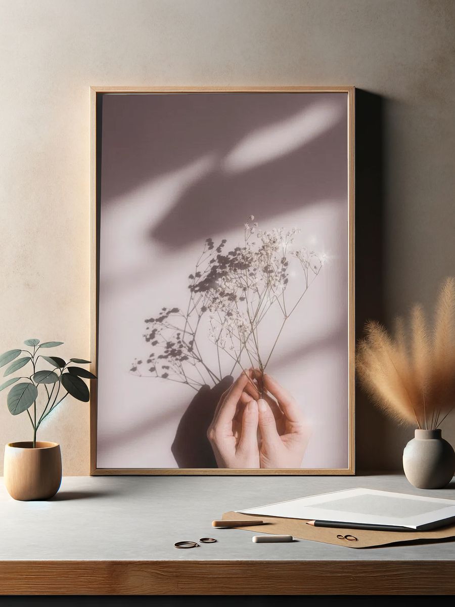 Delicate Flower Shadows — Photography Print. — room view 2