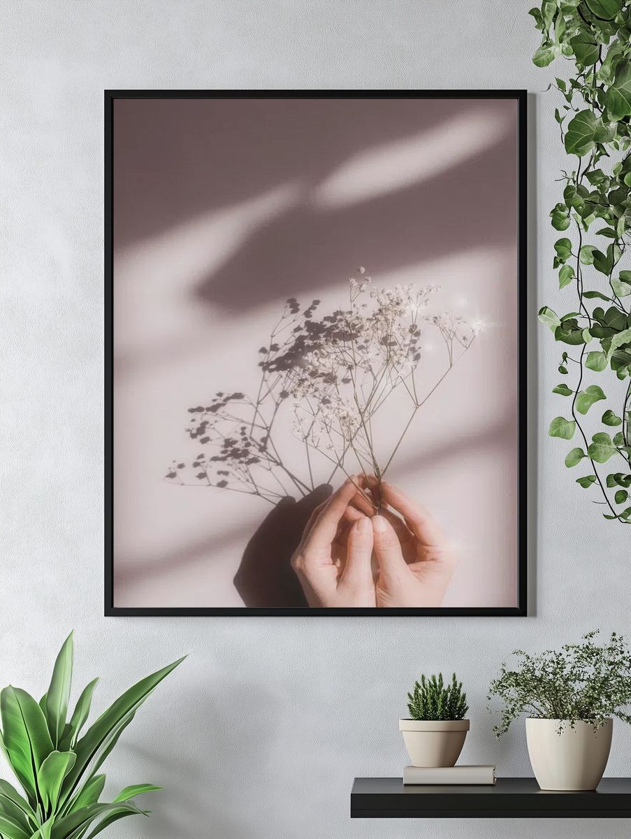 Delicate Flower Shadows — Photography Print. — room view 4