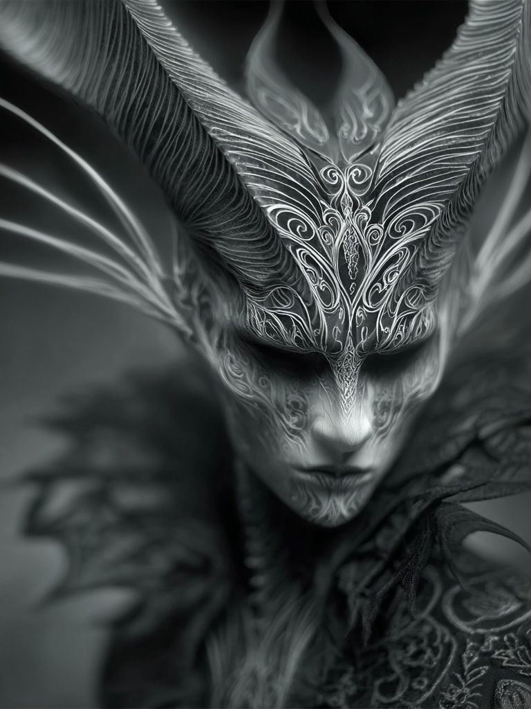Dark Fantasy Mask Portrait Print. poster detail