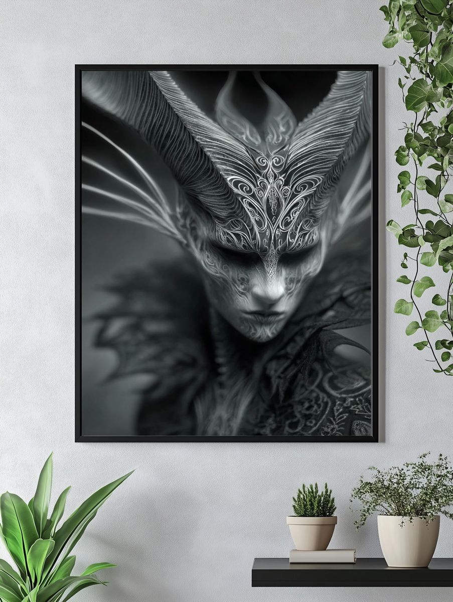 Dark Fantasy Mask Portrait Print. — room view 4