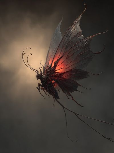 Dark Winged Creature Fantasy Print. poster print