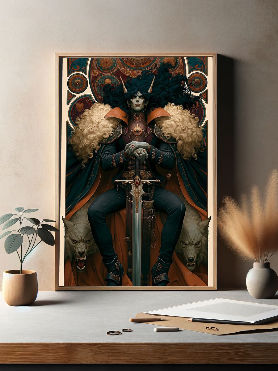 Dark Fantasy Warrior Poster. — room view 2