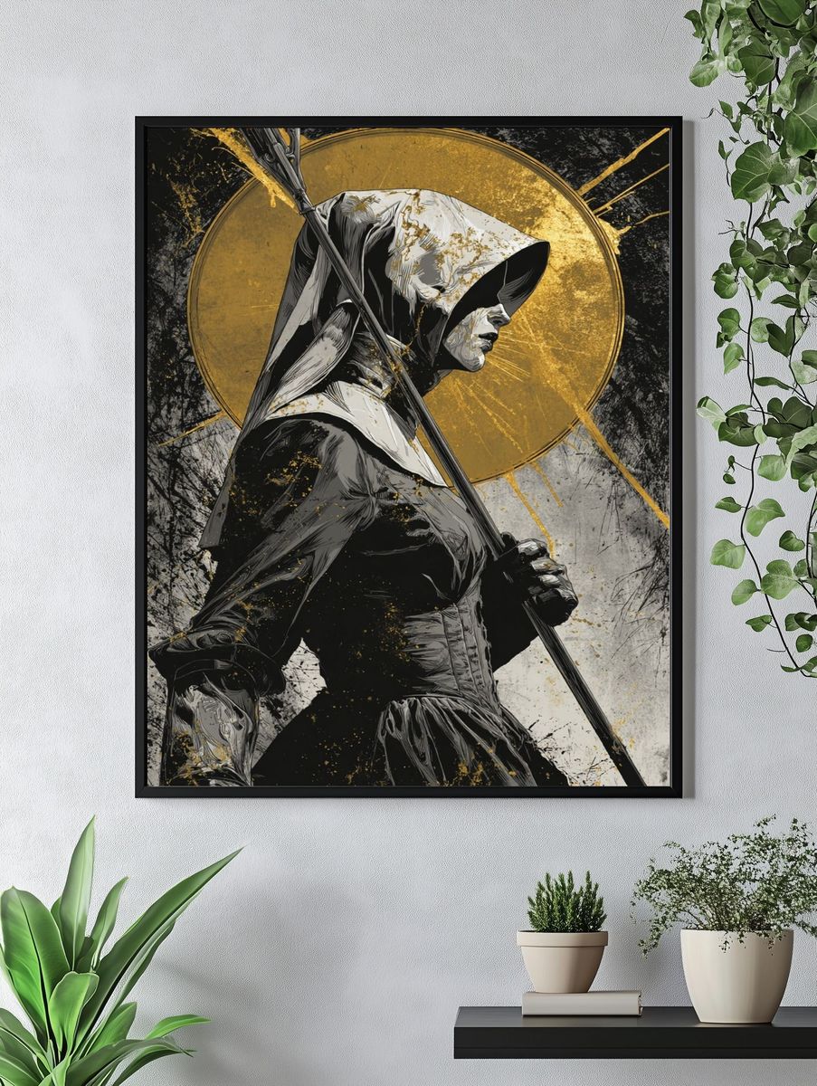 Mysterious Nun — Digital Art Print. — room view 4
