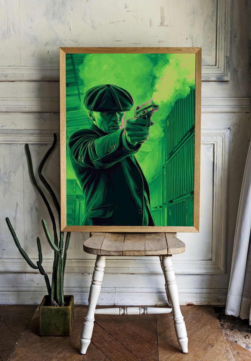 Gangster with Gun — Digital Art Print. — room view 1