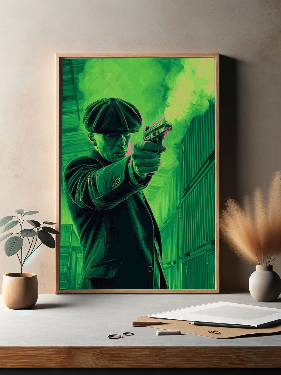 Gangster with Gun — Digital Art Print. — room view 2