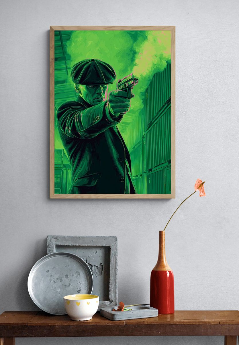 Gangster with Gun — Digital Art Print. — room view 3