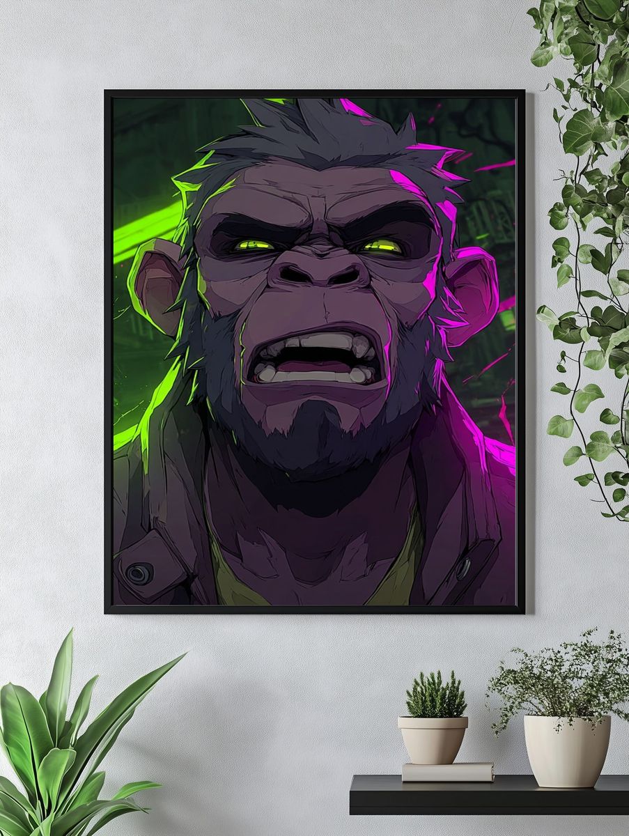 Fierce Gorilla — Digital Art Print. — room view 4