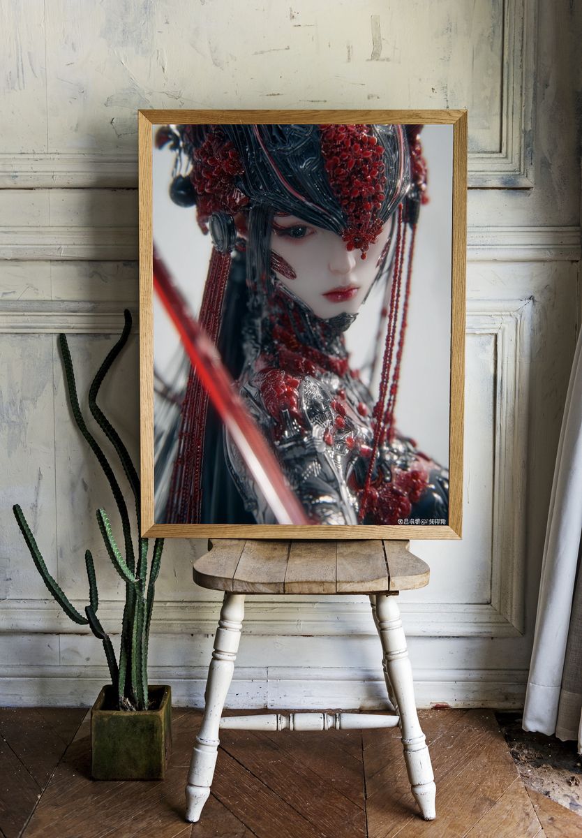 Futuristic Warrior — Digital Art Print. — room view 1