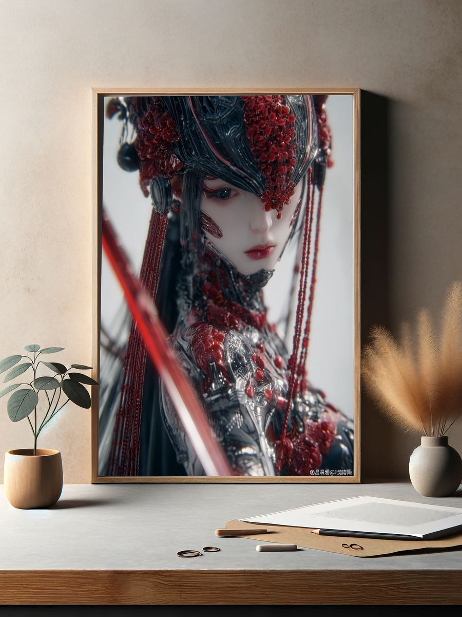 Futuristic Warrior — Digital Art Print. — room view 2
