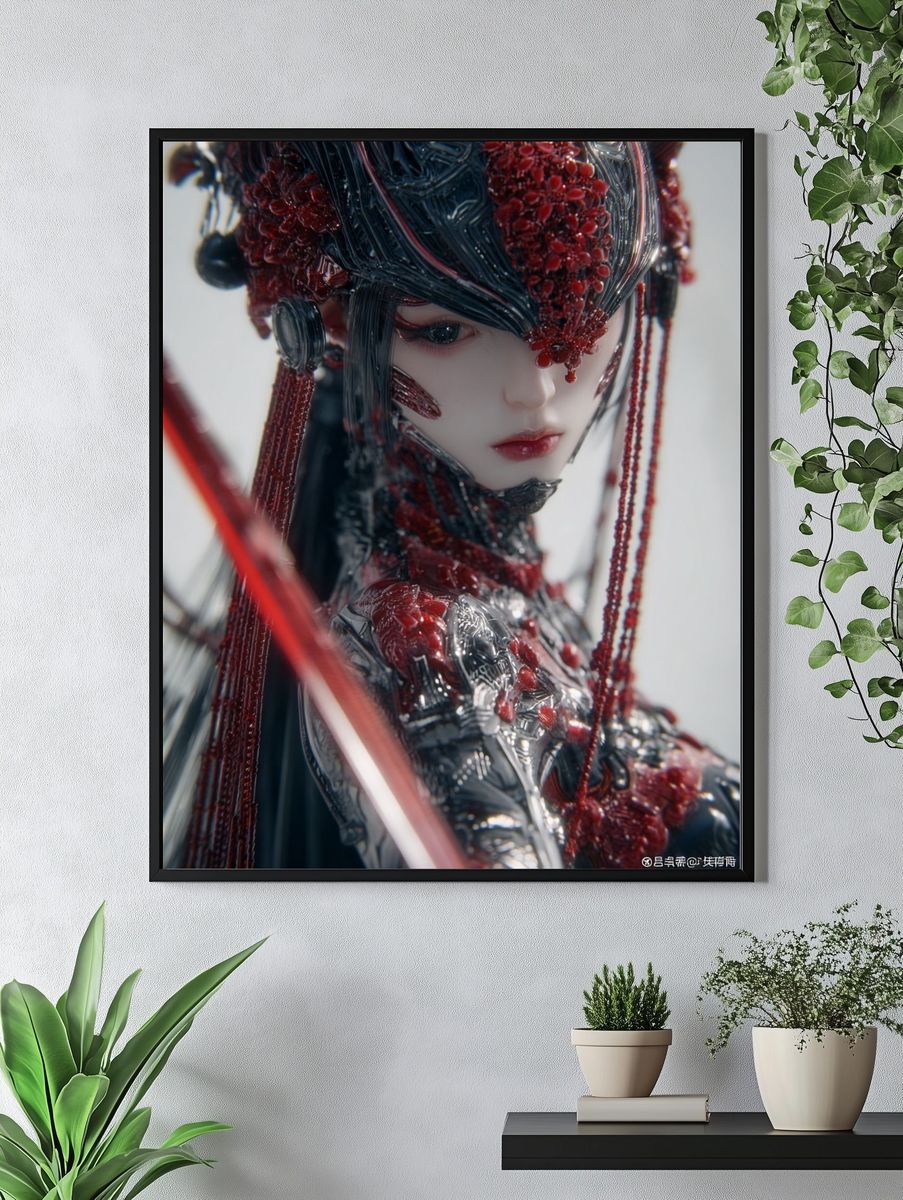 Futuristic Warrior — Digital Art Print. — room view 4