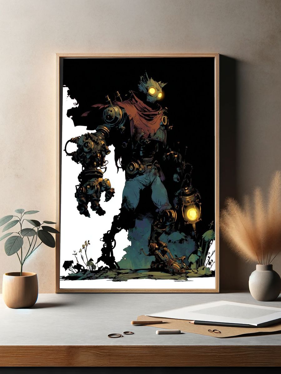 Mechanical Guardian — Digital Art Print. — room view 2